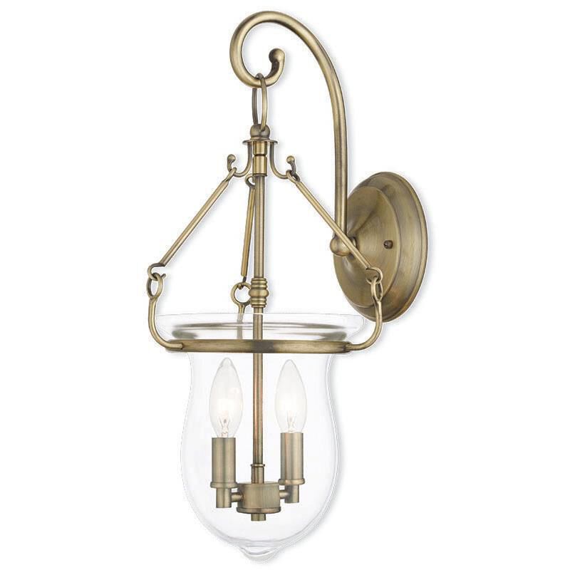Shown in Antique Brass finish and Hand Crafted Clear glass 